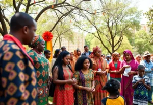 Families celebrating Kwanzaa with cultural activities in Memphis