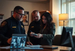 Law enforcement agents collaborating on a child exploitation case
