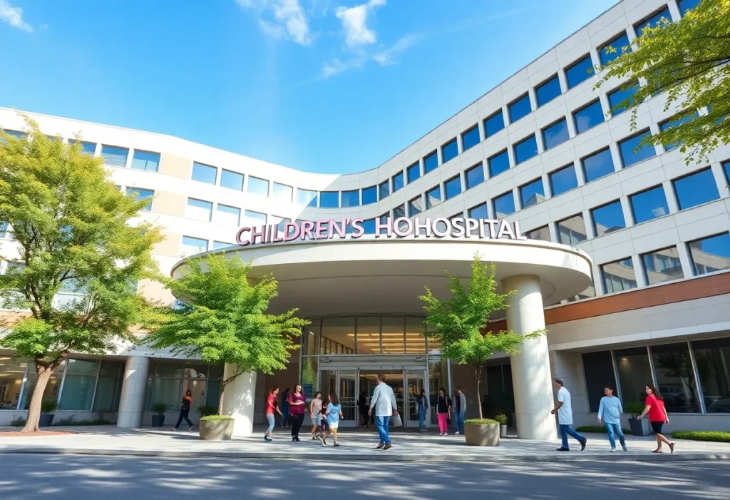 Le Bonheur Children's Hospital entrance with families