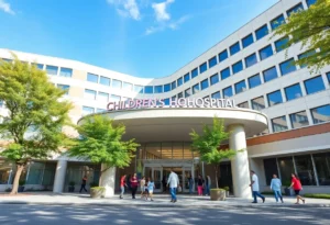 Le Bonheur Children's Hospital entrance with families
