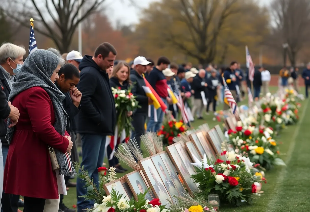 Community memorial honoring fallen athletes