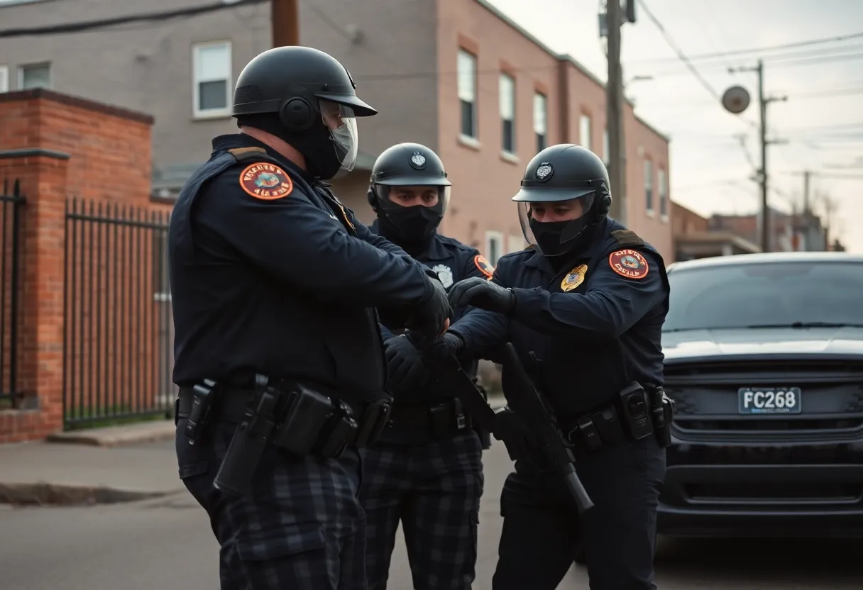 Memphis Safe Task Force officers making an arrest related to gun charges.