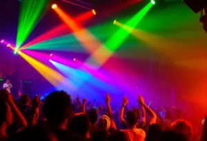 Concert scene featuring reggae music and lively audience