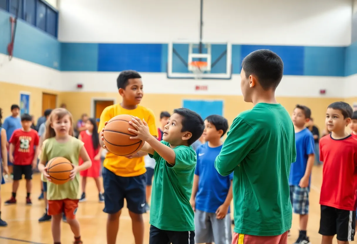 Youth participating in Christmas basketball camp in Memphis