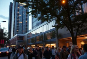 Urban city scene of Memphis highlighting the Westin Hotel