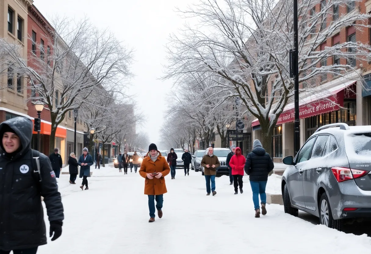 Cold weather in Memphis with snow-covered trees and streets