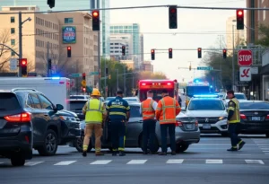 First responders at a vehicle collision scene in Memphis