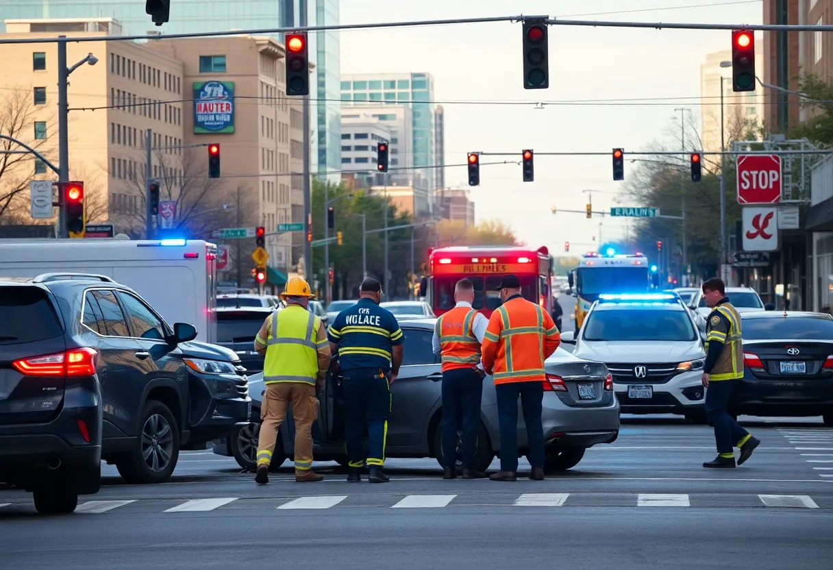 First responders at a vehicle collision scene in Memphis