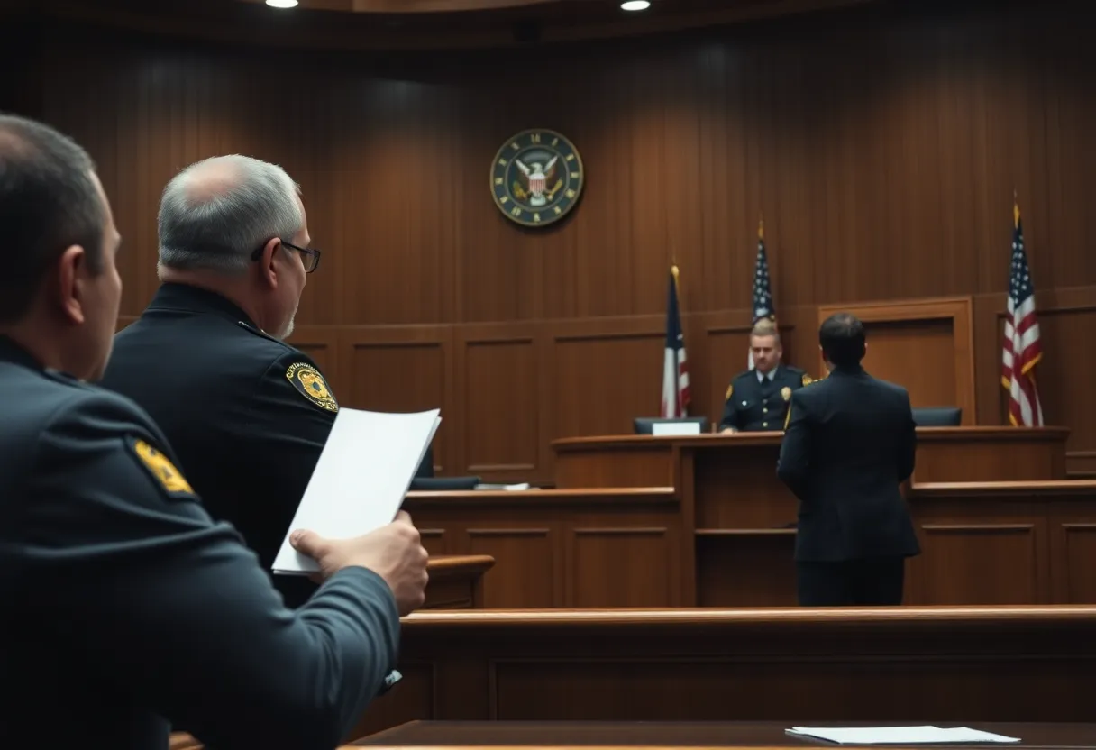 Courtroom scene in Memphis during sentencing of a police officer for murder
