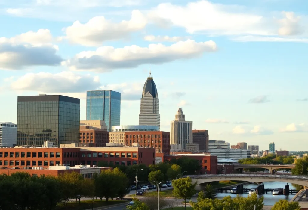 Urban Memphis skyline showcasing community safety measures and law enforcement efforts.