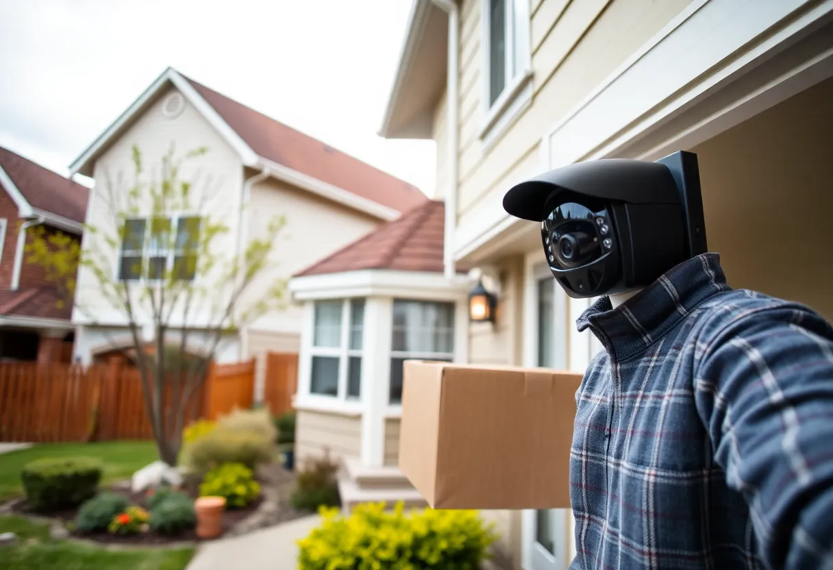 Neighborhood security camera monitoring delivery area
