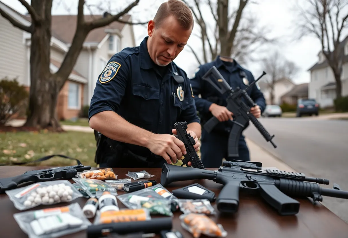 Law enforcement examining narcotics during a drug bust in Soulsville, Memphis