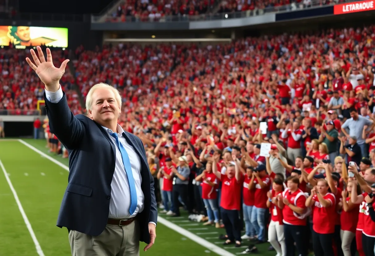 Crowd cheering at a Memphis football game
