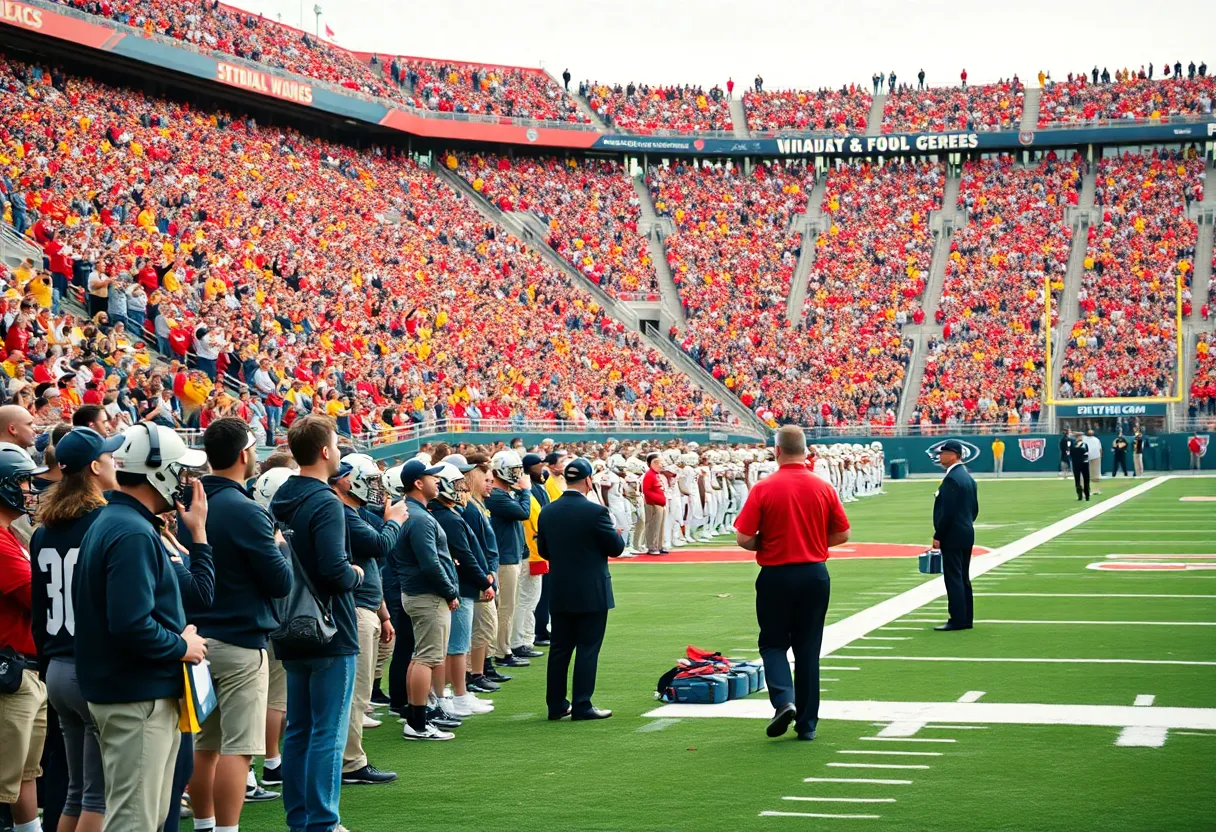 Fans cheering at a Memphis football game
