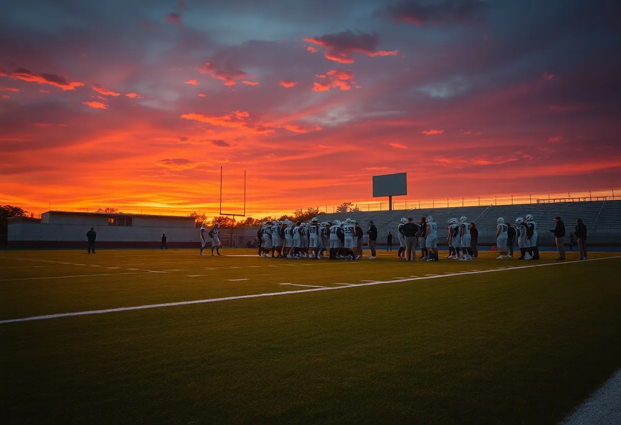 Memphis football team gathering before a match.