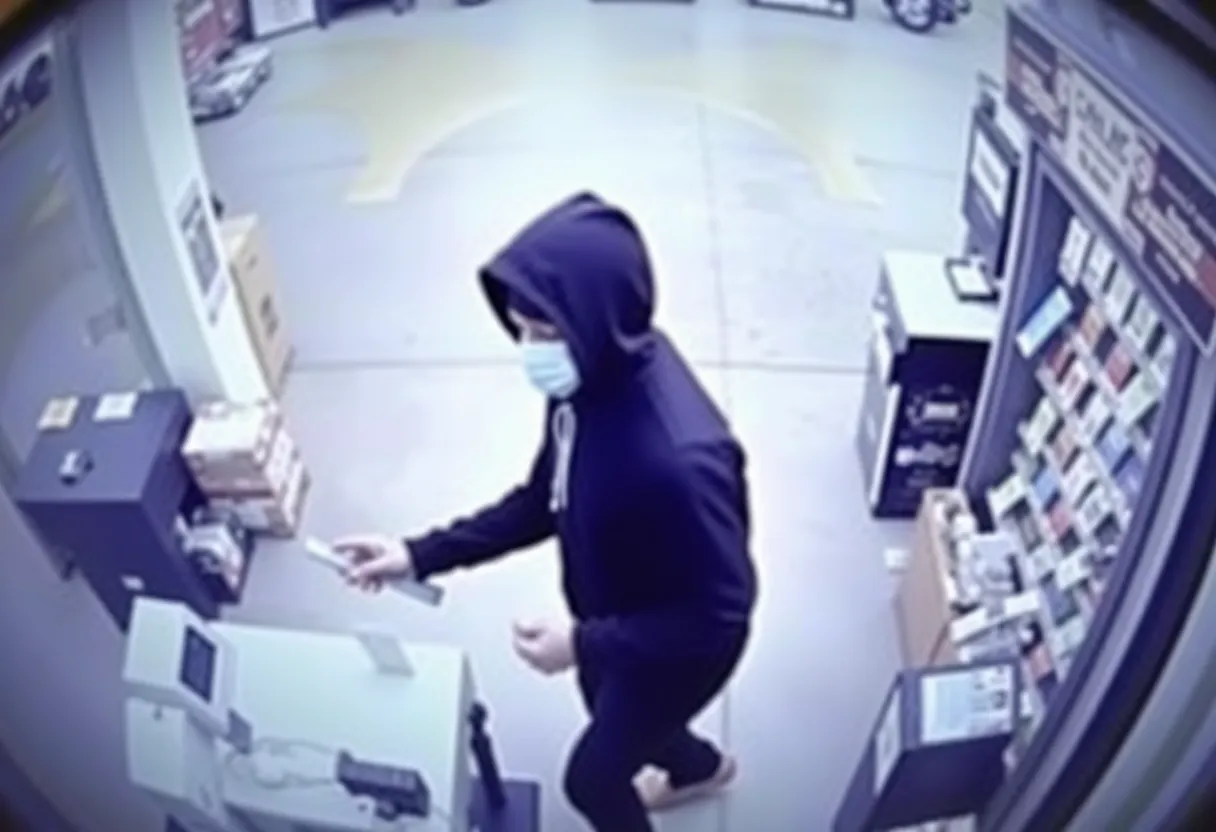 Surveillance footage capturing a gas station robbery in Memphis.