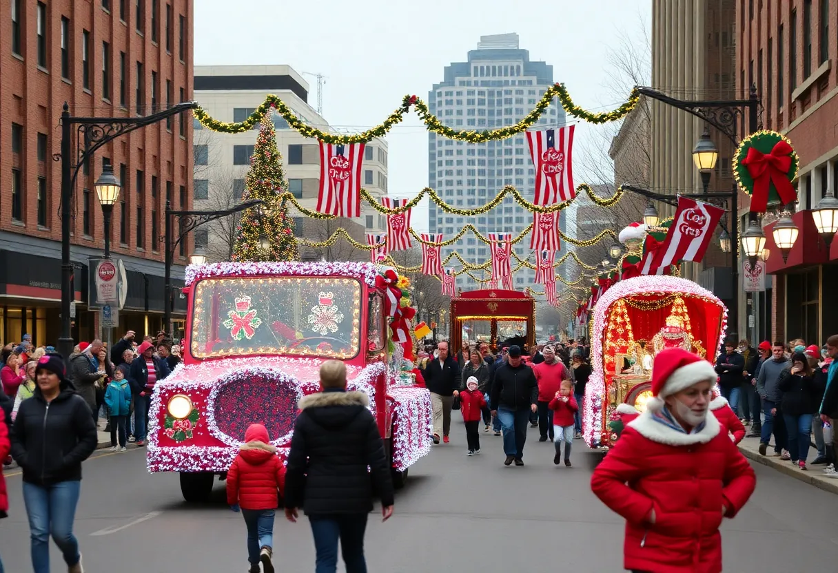 Holiday parade in Memphis showcasing festive floats and community celebration