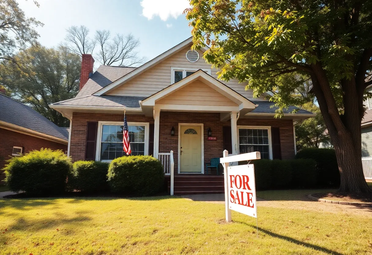 A charming home in Memphis with a For Sale sign in front, representing the housing market.