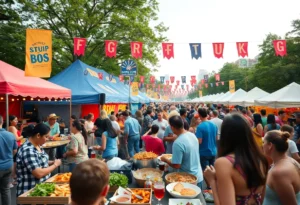 Crowd enjoying food and music at the Memphis in May Festival