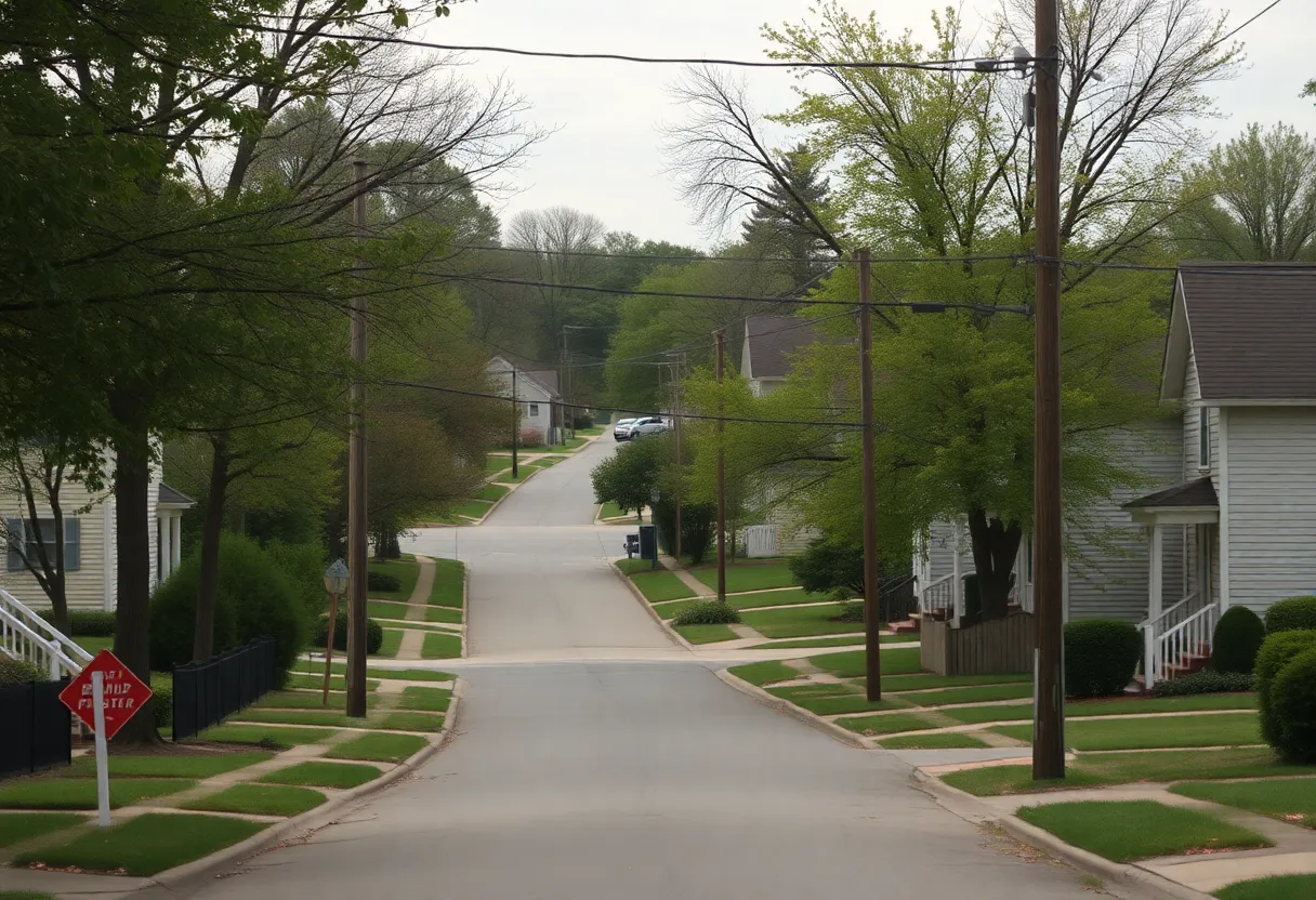 Peaceful street view of Nutbush neighborhood in Memphis