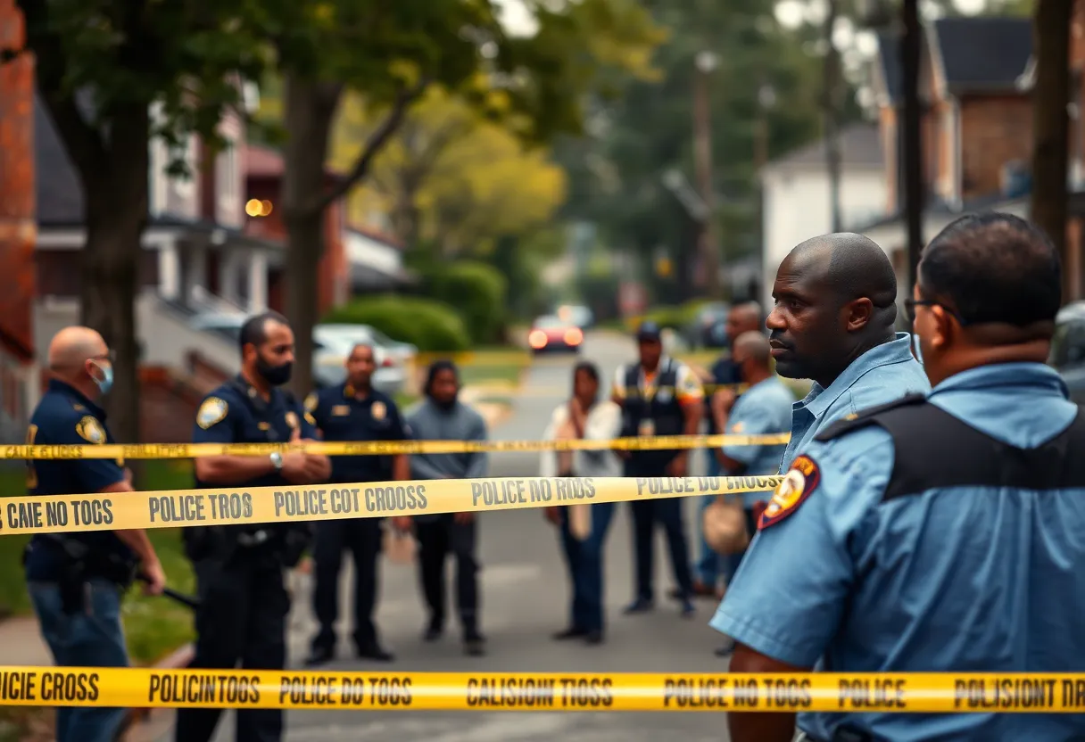 Police investigating a shooting scene in a neighborhood of Memphis