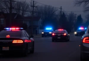 Police officers at the scene of a shooting in Nutbush neighborhood, Memphis