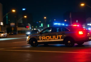 Police car chasing a stolen vehicle in Memphis