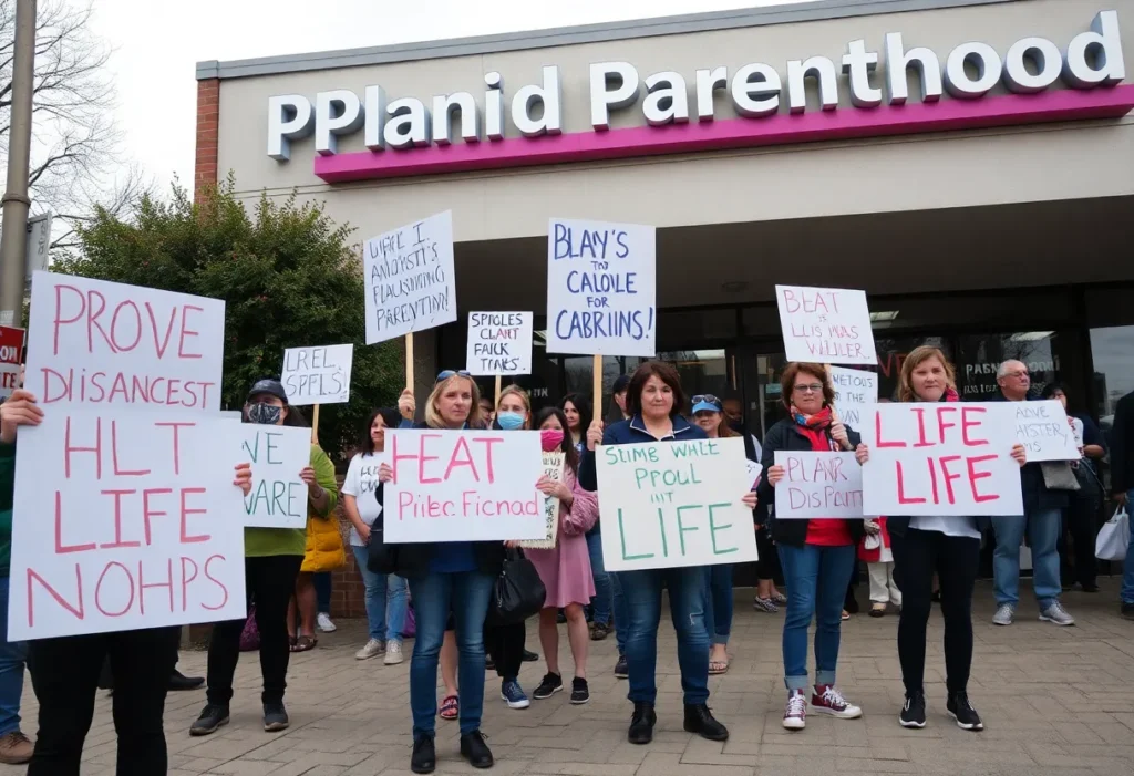 Pro-life activists gathered at a blockade outside a Planned Parenthood center in Memphis.