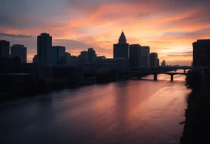 View of the Wolf River in Memphis symbolizing justice and crime.