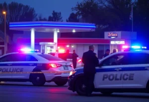 Police at a crime scene outside a gas station in Memphis
