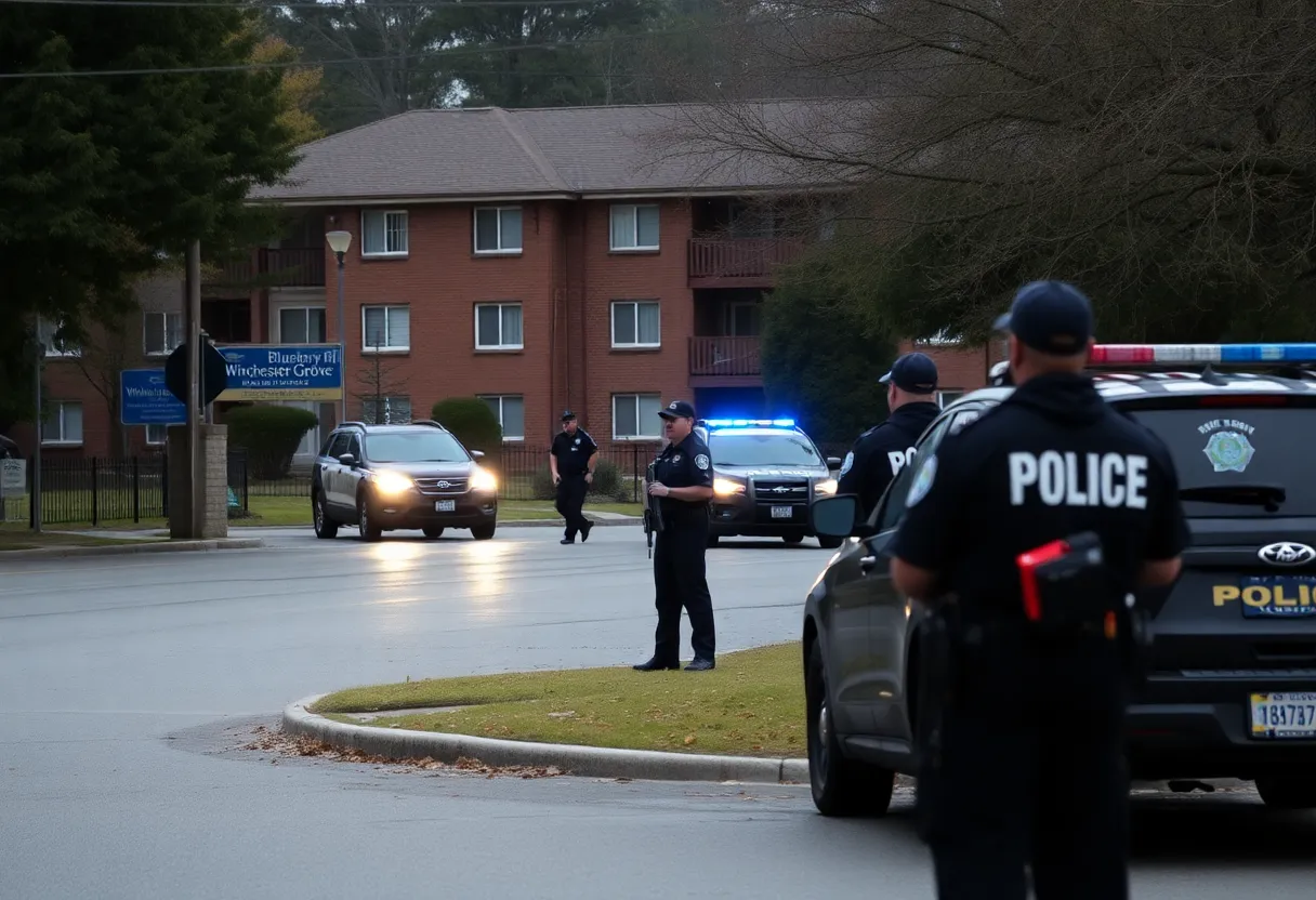 Police presence at the Blueberry Hill Apartments in Memphis following a shooting.