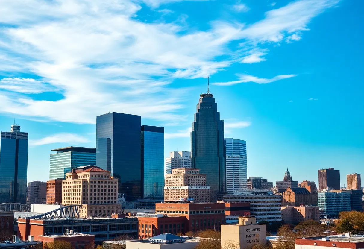 Skyline of Memphis showcasing corporate buildings