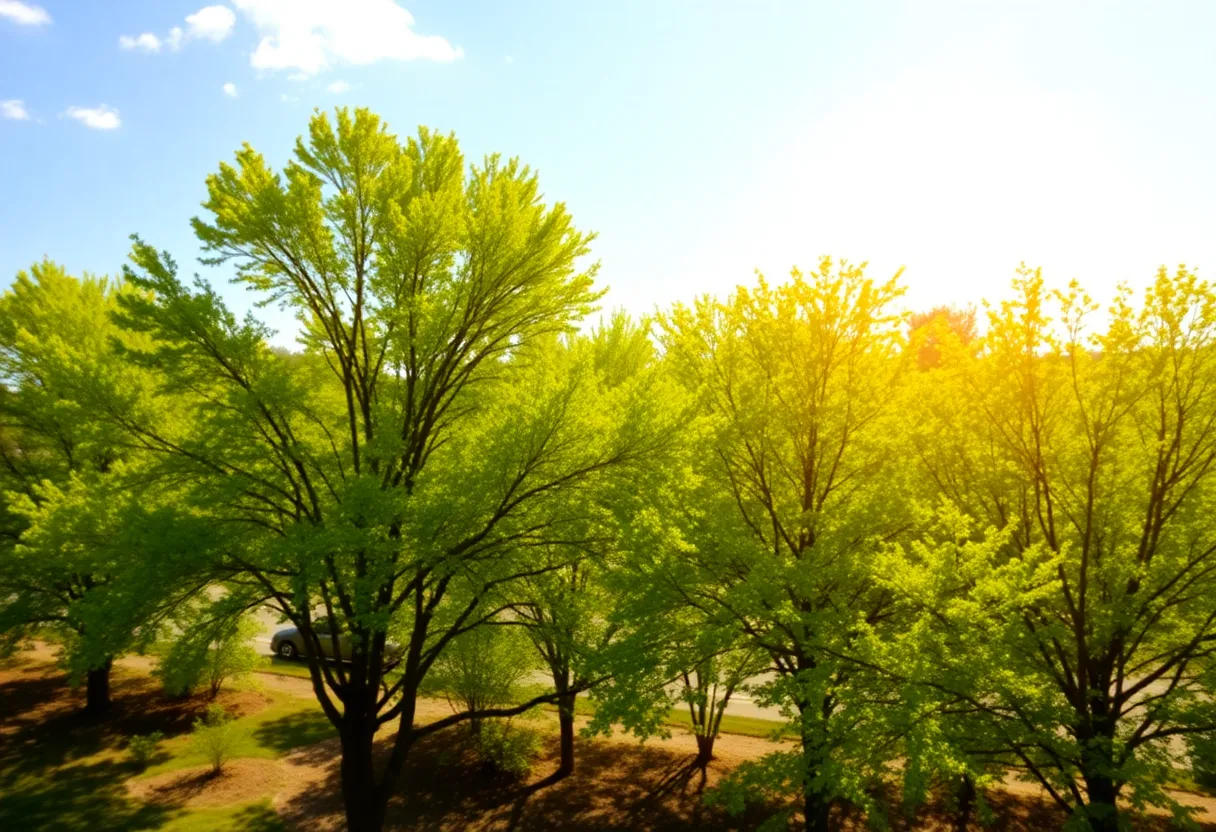 A bright sunny day in Memphis, showcasing clear skies and warm weather.