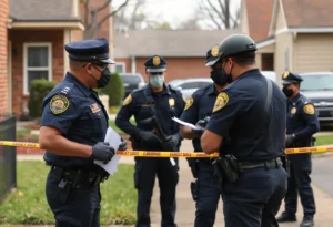 Police task force investigating a neighborhood in Memphis