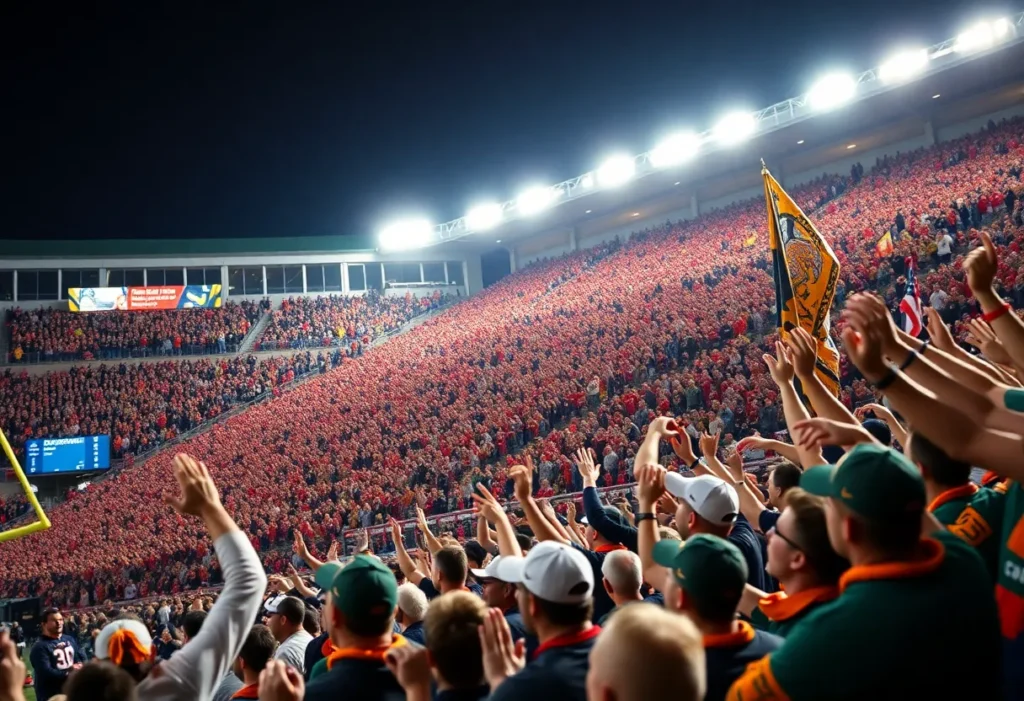 Fans cheering for Memphis Tigers at Gasparilla Bowl