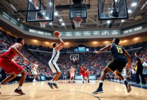 Memphis Tigers playing against Louisville Cardinals in a basketball game