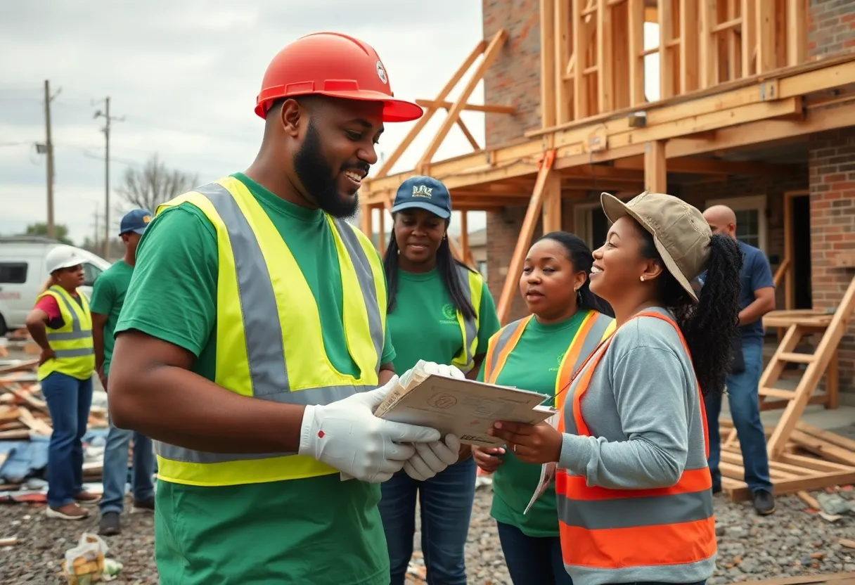 Volunteers working on rebuilding homes in Memphis after tornado damage