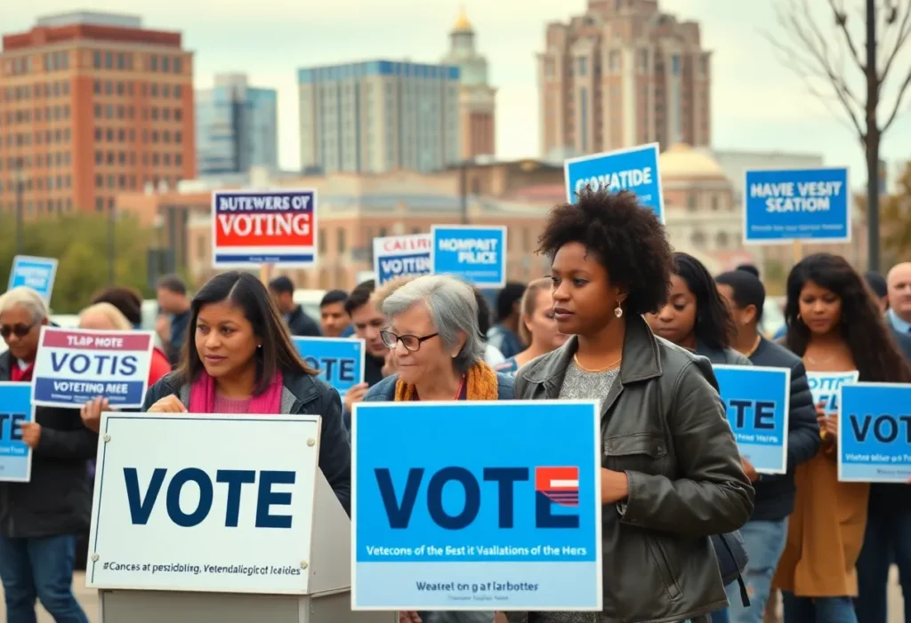Diverse voters at a polling station in Memphis during an election