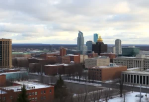 Winter view of Memphis with warming temperatures and cloudy skies