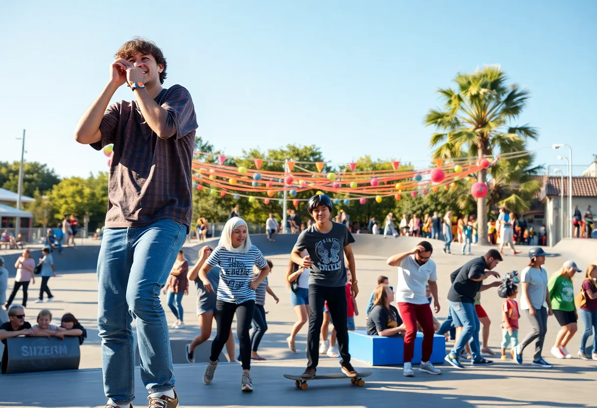 Memphis youth enjoying a vibrant skate jam with music and activities.