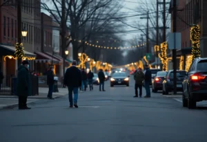 Street in East Memphis during the holiday season