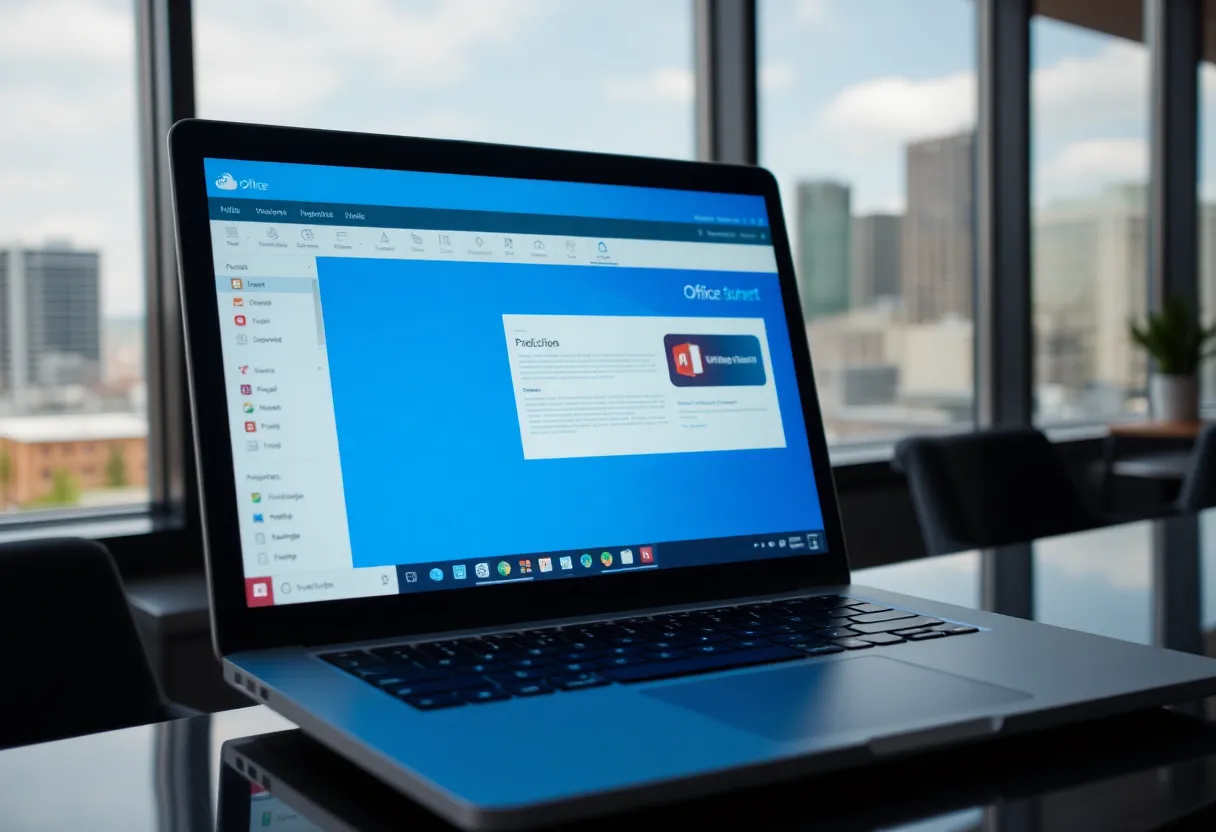 Laptop displaying Microsoft Office applications