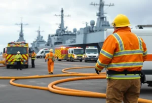 Response team at Millington Naval Support Activity assessing a gas leak situation.