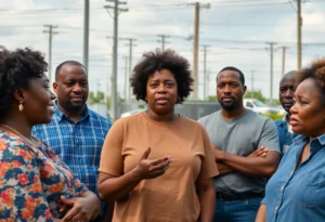 A group of concerned Memphis residents discussing utility issues.