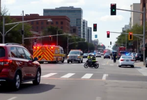 Scene of motorcycle collision in Memphis with emergency responders