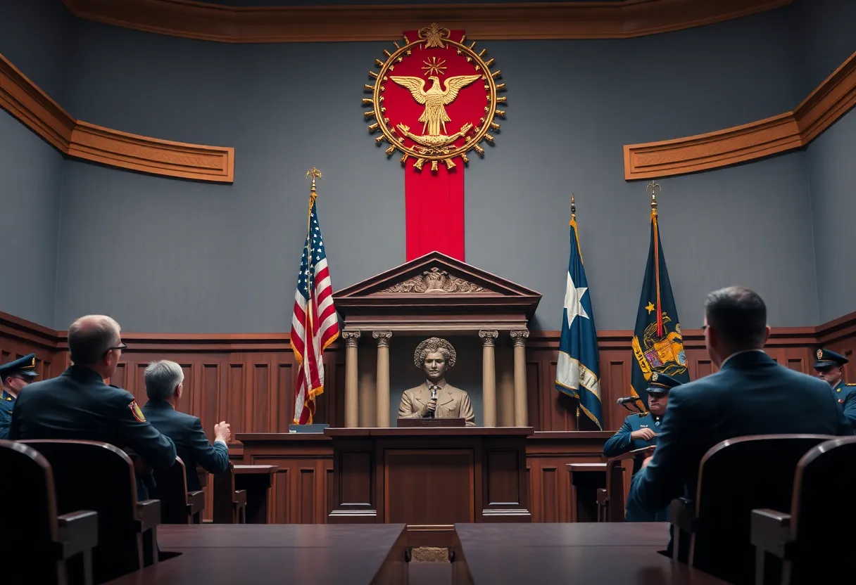 Courtroom scene illustrating the legal battle over National Guard deployment in Memphis