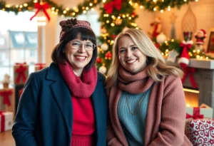 Holiday scene from Never Alone for Christmas: Memphis featuring two women together.