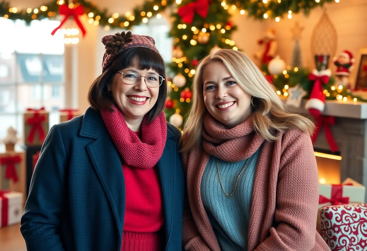 Holiday scene from Never Alone for Christmas: Memphis featuring two women together.