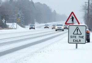 Icy road conditions in Northeast Arkansas during winter weather advisory