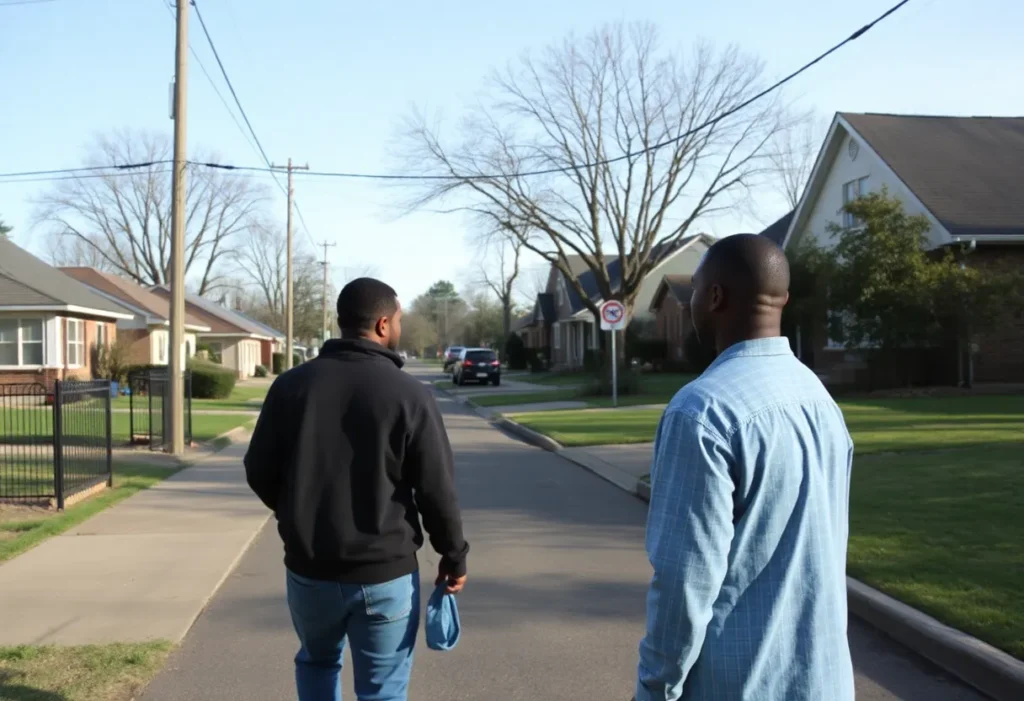 Residential neighborhood in Nutbush, Memphis, promoting community safety